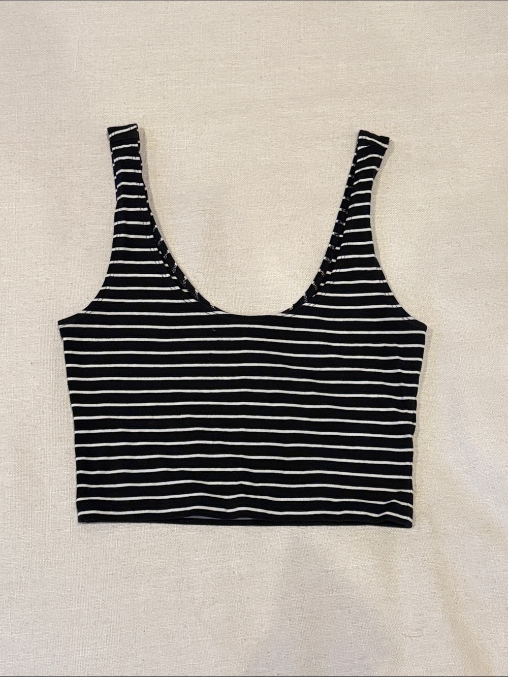 Forever 21 Black and White Striped Crop Tank